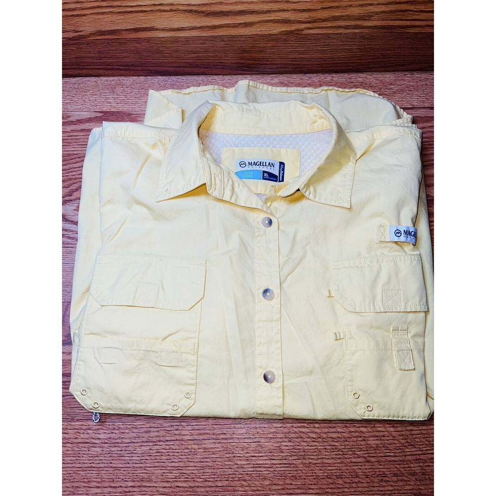 Magellan Shirt Mellow Yellow Fishing Vented Mag Release Button Up Women’s XL